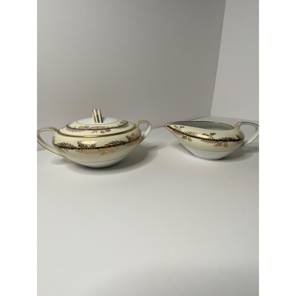 Noritake China COUPE 5299 Creamer & Sugar Bowl Set Circa 1930's Near Mint A4